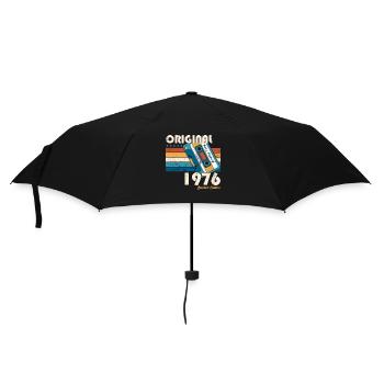 47. Geburtstag Kassette Februar Jahrgang 1976 - Regenschirm (klein) - Schwarz - Vorne
