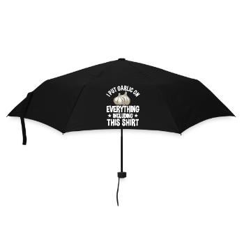 Lustiges Knoblauch Shirt - Regenschirm (klein) - Schwarz - Vorne