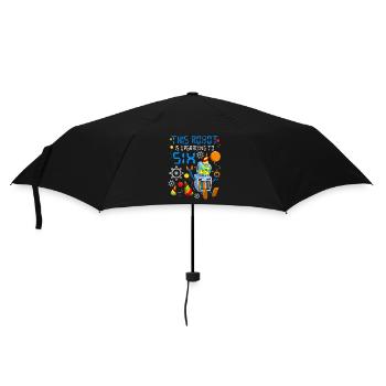 Robot Birthday Outfit Boy 6th Robot Birthday Party - Umbrella (small) - black - Front