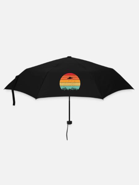 UFO Sonne Retro - Regenschirm (klein) - Schwarz