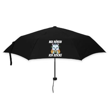 Nix Hören Ich Zocke Bär - Regenschirm (klein) - Schwarz - Vorne