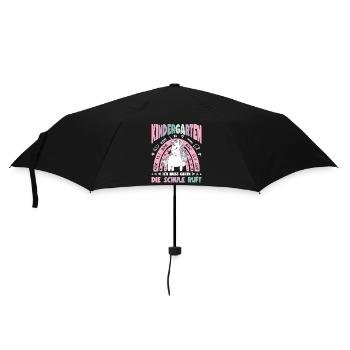 Bye Kita Abgänger Mädchen Einschulung Einhorn - Regenschirm (klein) - Schwarz - Vorne