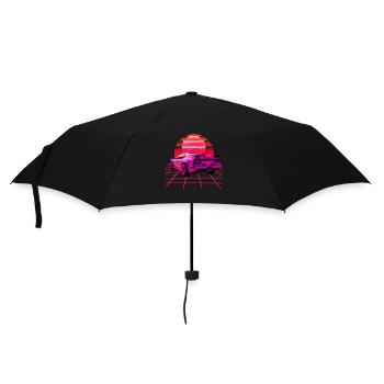 Retro Wave super Car Sunset - Regenschirm (klein) - Schwarz - Vorne