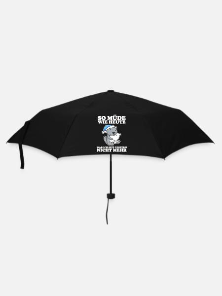 Müde Spruch lustig Schlafen Ausschlafen Faul - Regenschirm (klein) - Schwarz