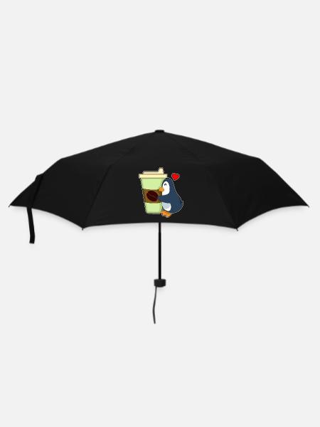 Pinguin Coffee to go - Regenschirm (klein) - Schwarz