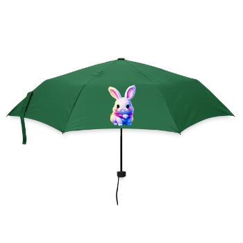 niedlicher Osterhase - süßes Kaninchen - Regenschirm (klein) - Flaschengrün - Vorne