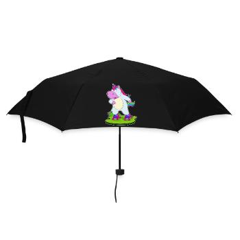 Einhorn Rollschuhfahren Rollschuhe - Regenschirm (klein) - Schwarz - Vorne