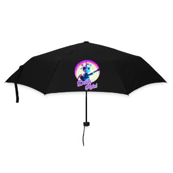 Drôle de licorne avec guitare électrique et arc-en-ciel - Parapluie standard - noir - Devant