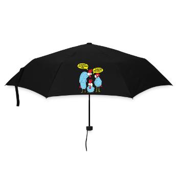 Hühner-Wortspiele - Regenschirm (klein) - Schwarz - Vorne