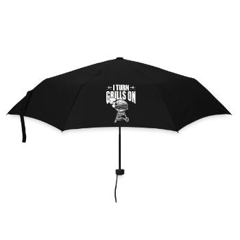 I Turn Grills On Lustiger Spruch Sarkastischer BBQ - Regenschirm (klein) - Schwarz - Vorne