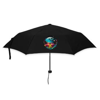 Fantasy Universum Planet Schiff Meer - Regenschirm (klein) - Schwarz - Vorne