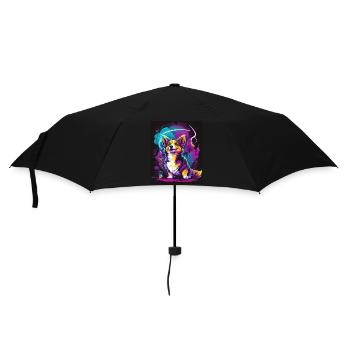 Synthwave Corgi - Pet Art Rétro Futuriste - Parapluie standard - noir - Devant