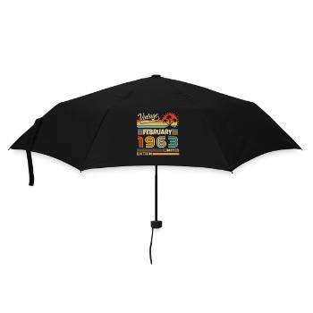 Vintage Born In February 1963 Geburtstagsgeschenk - Regenschirm (klein) - Schwarz - Vorne