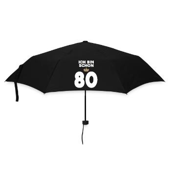 80. Geburtstag Geschenk - 80 Jahre mit Krone - Regenschirm (klein) - Schwarz - Vorne