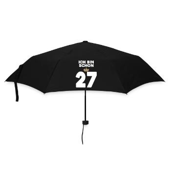 27. Geburtstag Geschenk - 27 Jahre mit Krone - Regenschirm (klein) - Schwarz - Vorne