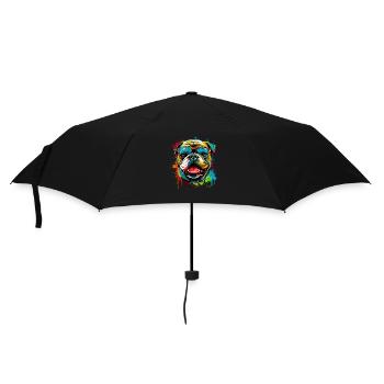 Niedliche Englische Bulldogge - Regenschirm (klein) - Schwarz - Vorne