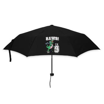 Rawr I'm 9 9th Birthday Party T Rex Dinosaur - Umbrella (small) - black - Front