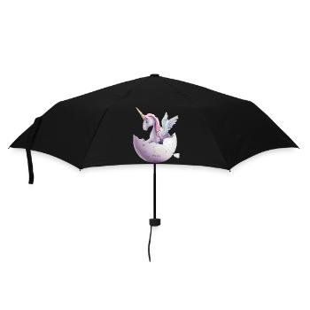 Baby unicorn hatches from egg - Umbrella (small) - black - Front