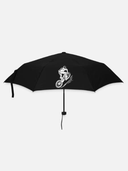 Mountainbiker mit Downhill Bike - Regenschirm (klein) - Schwarz