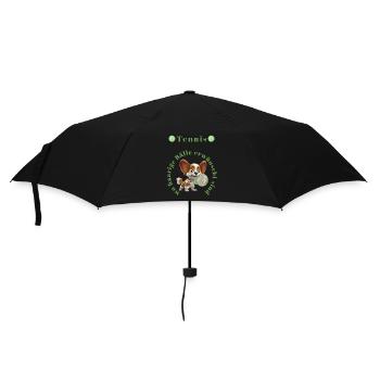 Tennis spielt gerne mit haarigen Bällen - Regenschirm (klein) - Schwarz - Vorne