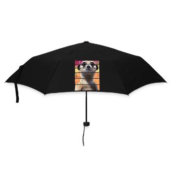 Meerkat Cute Mongoose Motif Retro Vintage - Umbrella (small) - black - Front