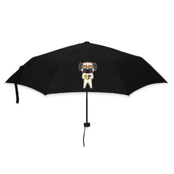 Rainbow - Dog Pug with glasses and heart - Umbrella (small) - black - Front