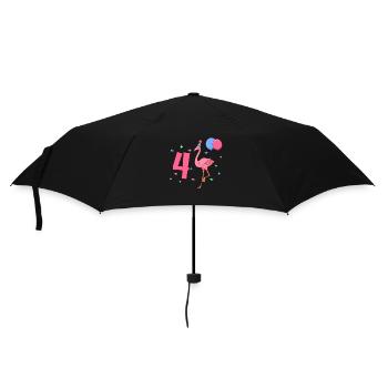 With Flamingo - Girls Birthday 4 Years - Umbrella (small) - black - Front
