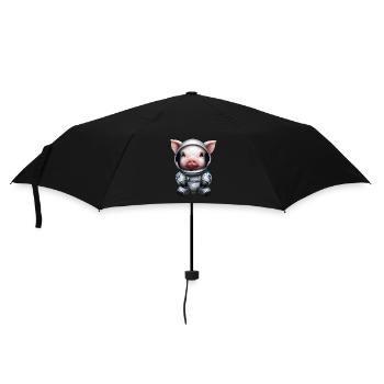 Schwein als Astronaut - Regenschirm (klein) - Schwarz - Vorne