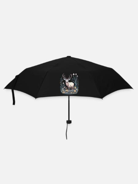 Mushroom Cottagecore Deer - Umbrella (small) - black