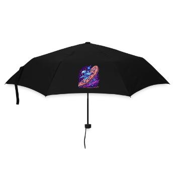 Astronaut Riding a Pizza Through Space - Umbrella (small) - black - Front