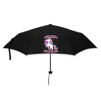 Schulkind Einschulung Einhorn - Regenschirm (klein) - Schwarz - Vorne