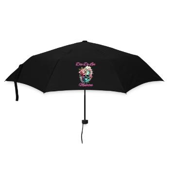 Crâne avec toboggan de fleurs De Los Muertos - Parapluie standard - noir - Devant