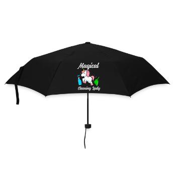 Einhorn-Putzfrau - Regenschirm (klein) - Schwarz - Vorne