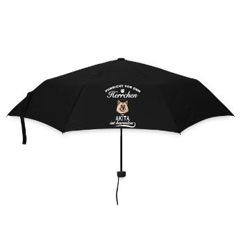 Vorsicht vor dem Herrchen, Hund harmlos - Akita - Regenschirm (klein) - Schwarz - Vorne