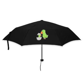 Vogel Familie - Vogel mit Baby - Papagei - Regenschirm (klein) - Schwarz - Vorne
