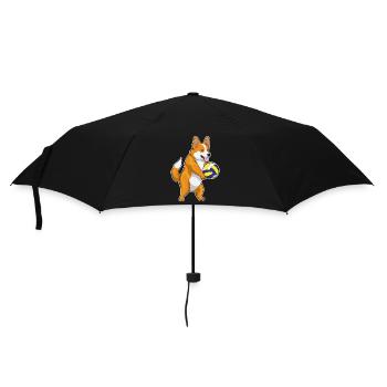 Corgi Volleyballspieler Volleyball - Regenschirm (klein) - Schwarz - Vorne