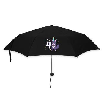With chinchilla - children's birthday 4 years - Umbrella (small) - black - Front