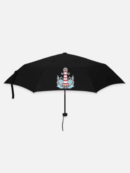 Anchor Lighthouse Mix Motif - Umbrella (small) - black