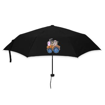 Traktor Trecker Niedliche Tiere - Regenschirm (klein) - Schwarz - Vorne