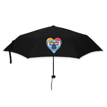Regenbogen - Koala mit Brille und Herz - Regenschirm (klein) - Schwarz - Vorne