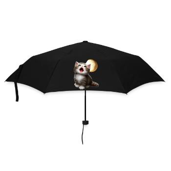 Chat miaulant vers la lune - Parapluie standard - noir - Devant