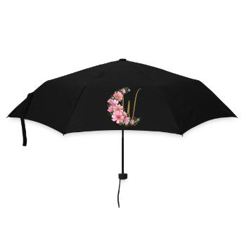 Blumenranke mit Buchstabe W - Regenschirm (klein) - Schwarz - Vorne