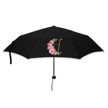Blumenranke mit Buchstabe I - Regenschirm (klein) - Schwarz - Vorne