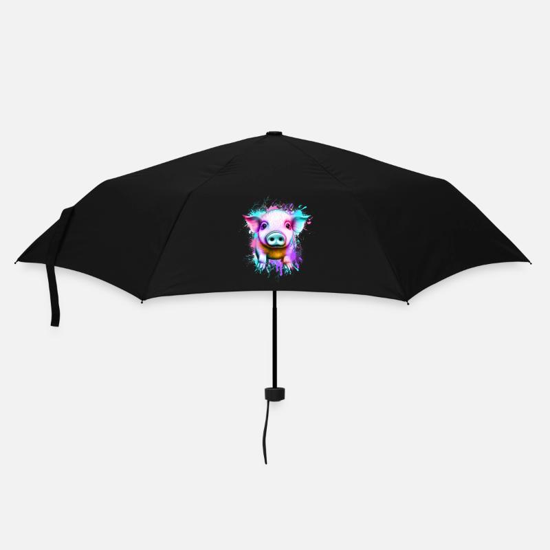 Schwein - Regenschirm (klein) - Schwarz