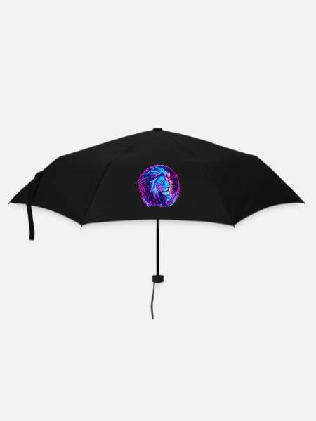Löwe Vaporwave EDM - Regenschirm (klein) - Schwarz