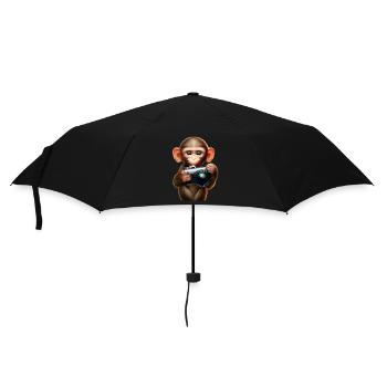 Little Monkey with Camera - Photographer Monkey - Umbrella (small) - black - Front