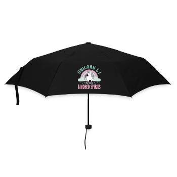 Vintage Rainbow Unicorn & I - Are Kindred Spirits - Regenschirm (klein) - Schwarz - Vorne