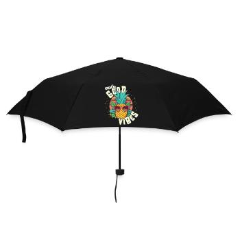 Only Good Vibes: Good Life Ananas mit Sonnenbrille - Regenschirm (klein) - Schwarz - Vorne