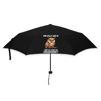 Nachteule Eule Eulen Vogel - Regenschirm (klein) - Schwarz - Vorne