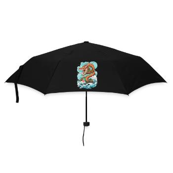 Asiatisch Drache Anime Japanisch Meer Wellen - Regenschirm (klein) - Schwarz - Vorne
